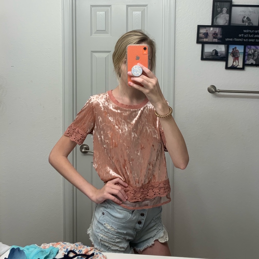 Target velvet top with lace